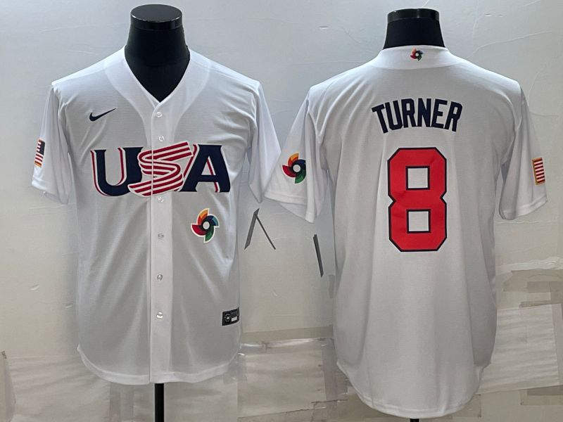 Men 2023 World Cub USA 8 Turner White Nike MLB Jersey11